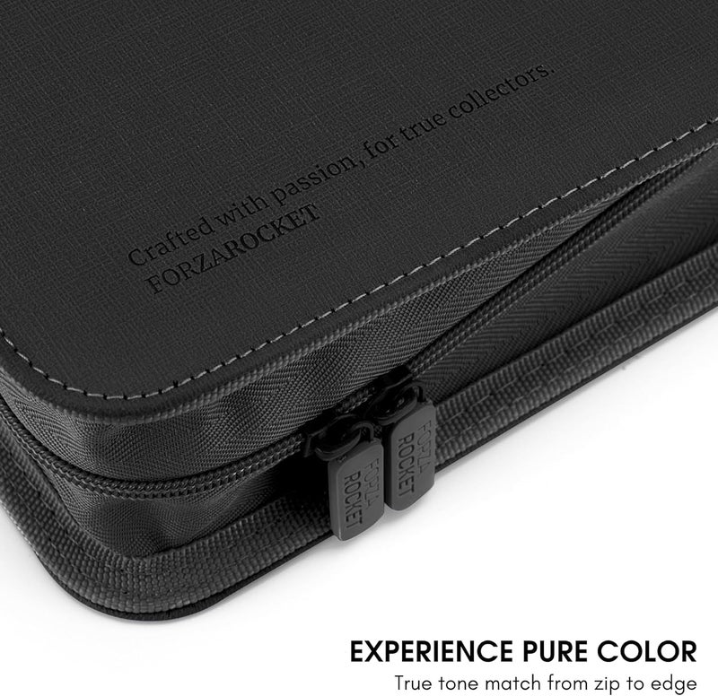 FORZAROCKET 144 Toploader Binder | 4-Pocket Zippered Ringless Album for TCG & Sports Cards | PU Leather Side-Load Storage - Image 4
